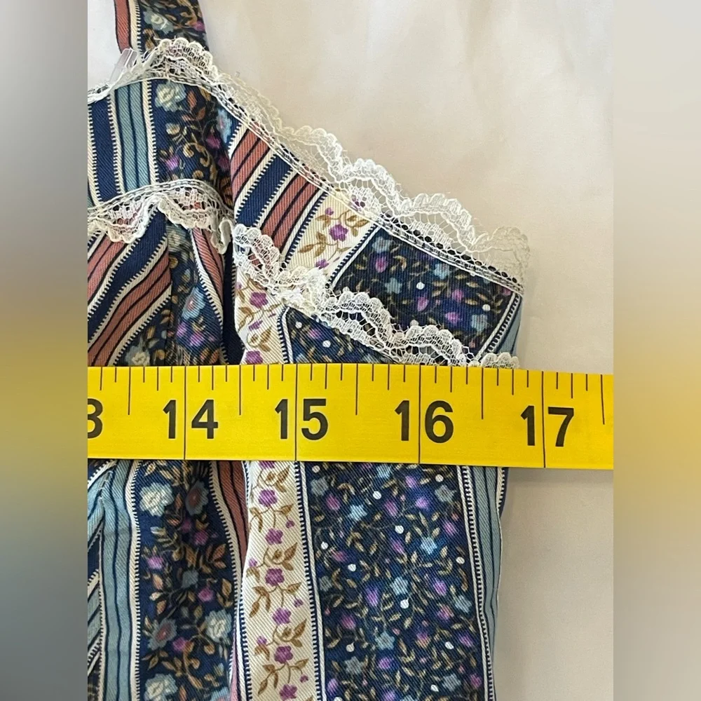 Reformation The Heidi Sandalwood Dress Size 8 Lace Trim Cottagecore Striped Boho - Picture 5 of 8